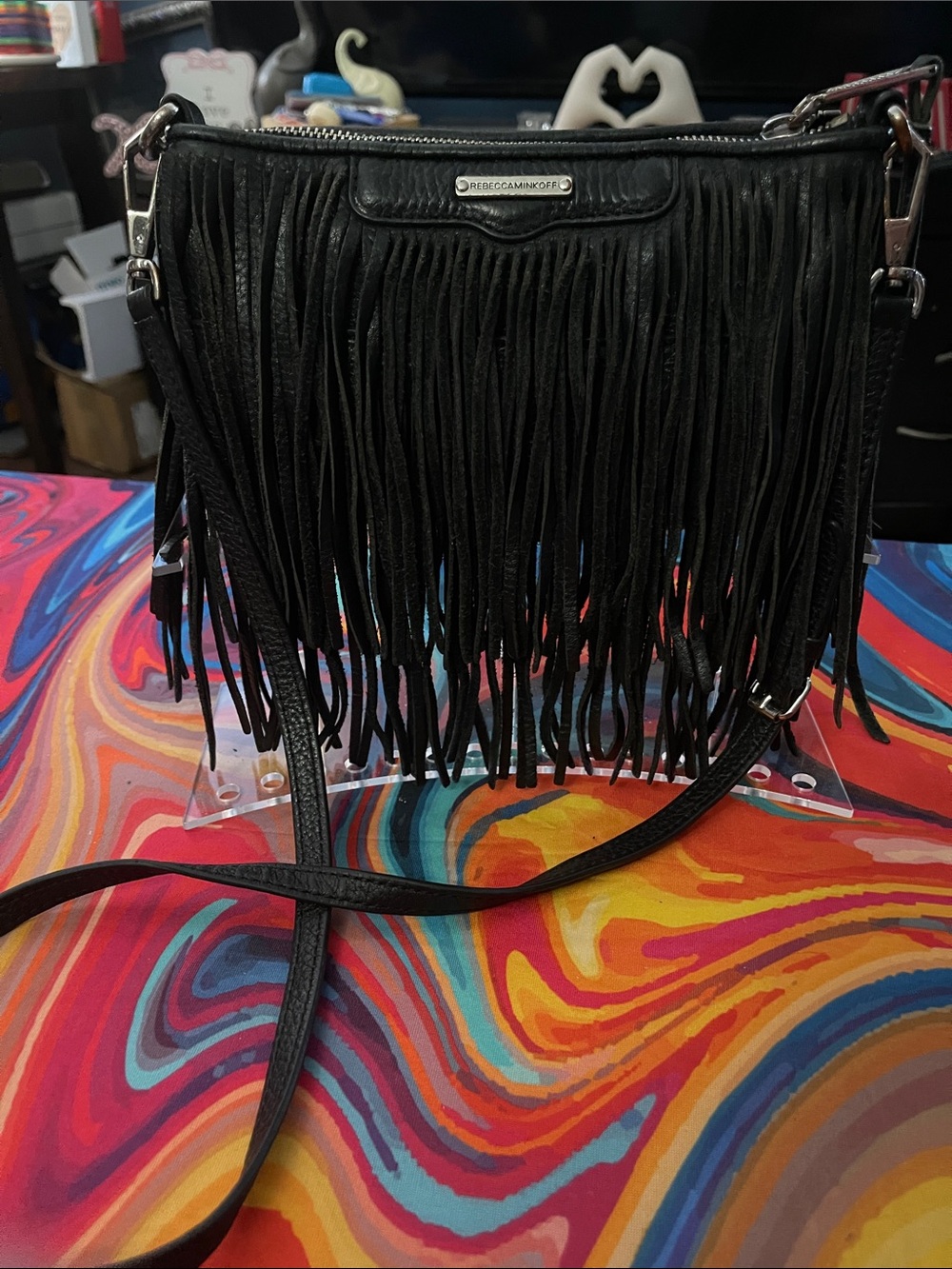Rebecca Minkoff Black Fringe Leather Crossbody
